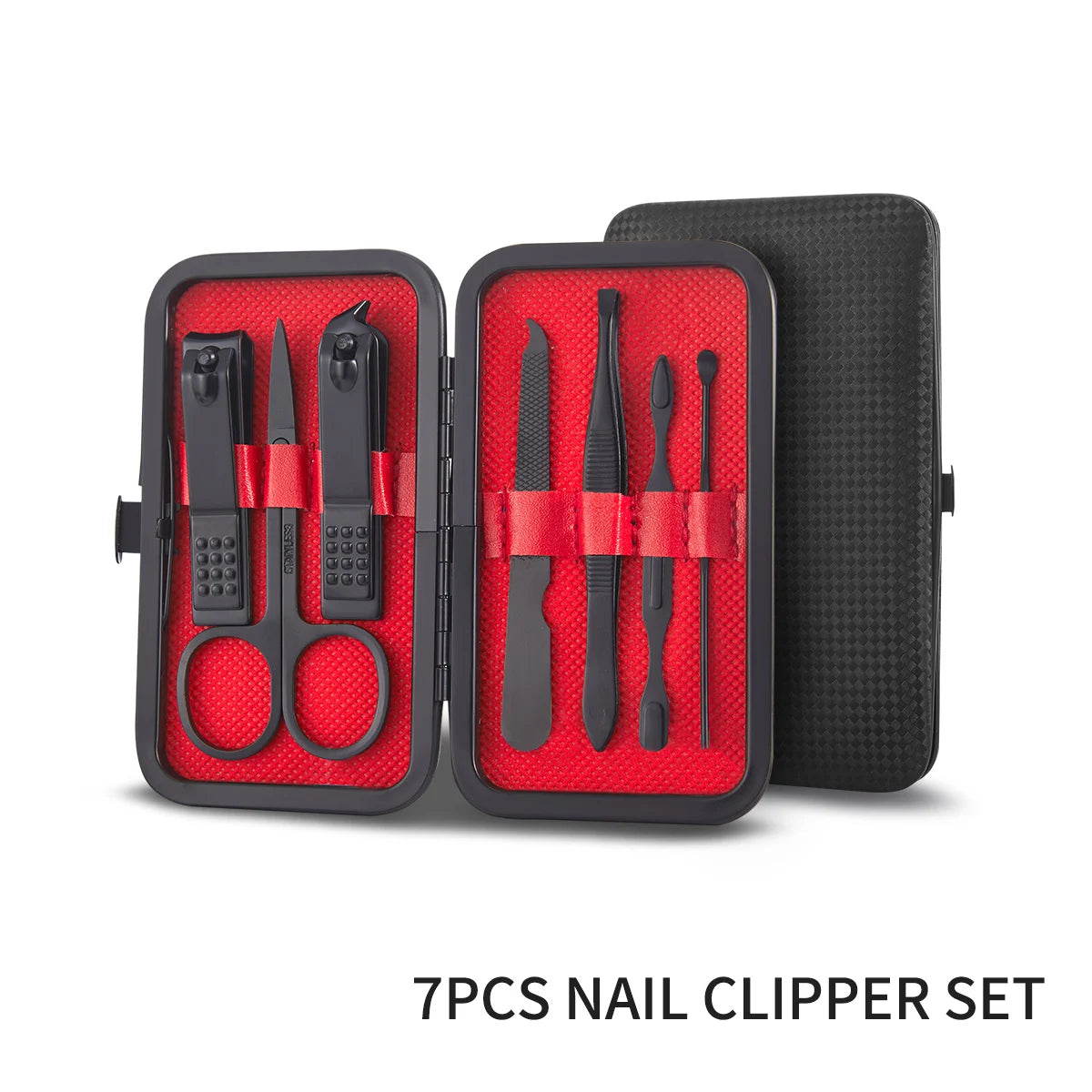 7-24Pcs Manicure Set Stainless Steel Professional Pedicure Kit Nail Scissors Grooming Kit with Black Leather Travel Case