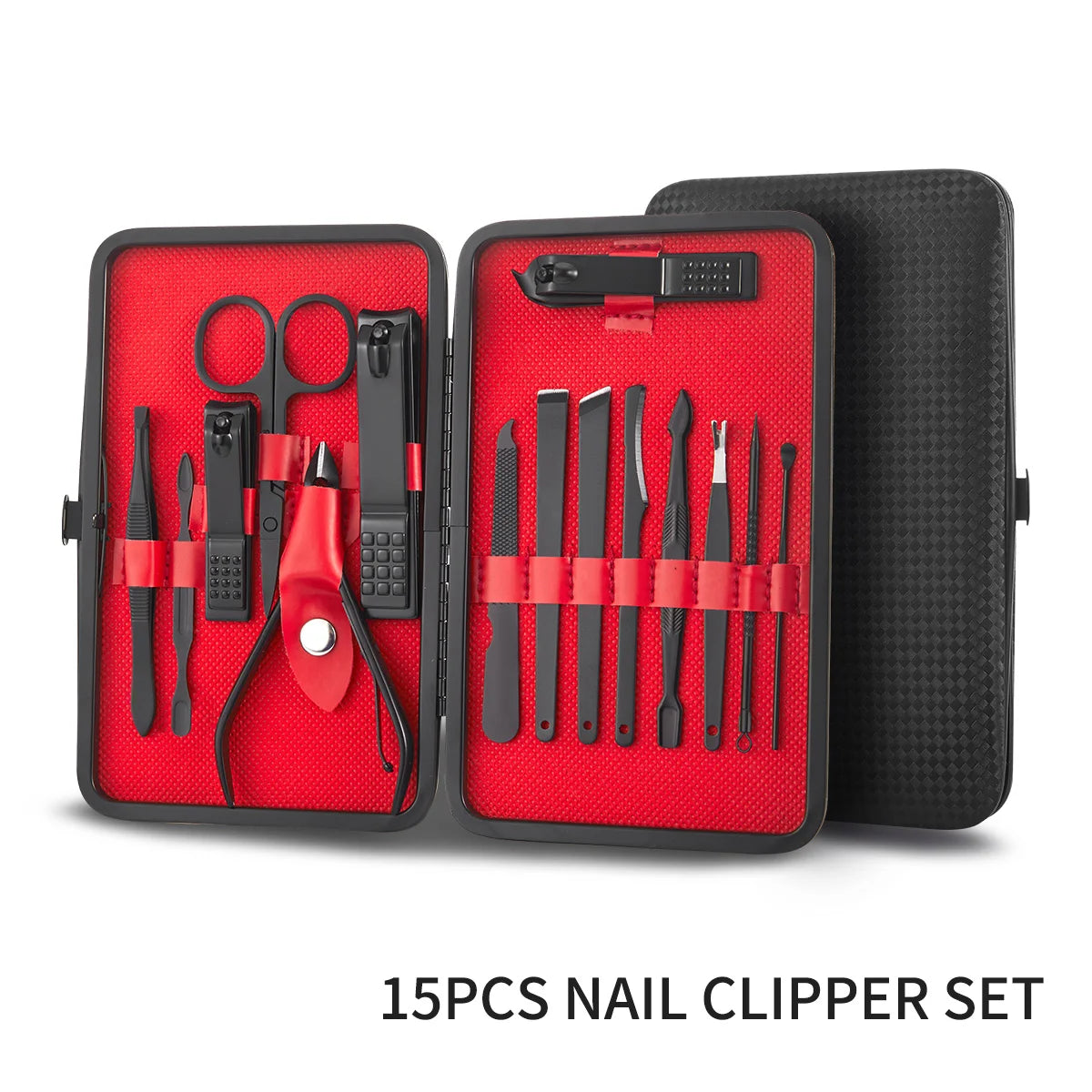 7-24Pcs Manicure Set Stainless Steel Professional Pedicure Kit Nail Scissors Grooming Kit with Black Leather Travel Case