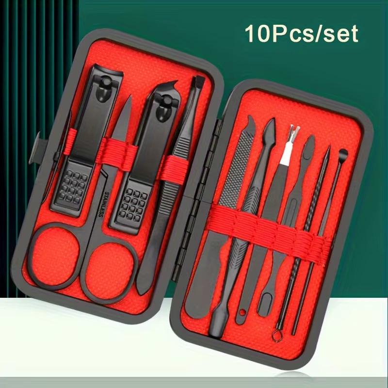 7-24Pcs Manicure Set Stainless Steel Professional Pedicure Kit Nail Scissors Grooming Kit with Black Leather Travel Case