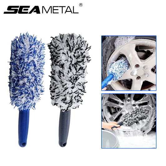 SEAMETAL Car Wheel Tire Rim Cleaning Brush Portable Plush Car Wheel Hub Brush Washing Tool Car Detailing Care Dust Removal Brush